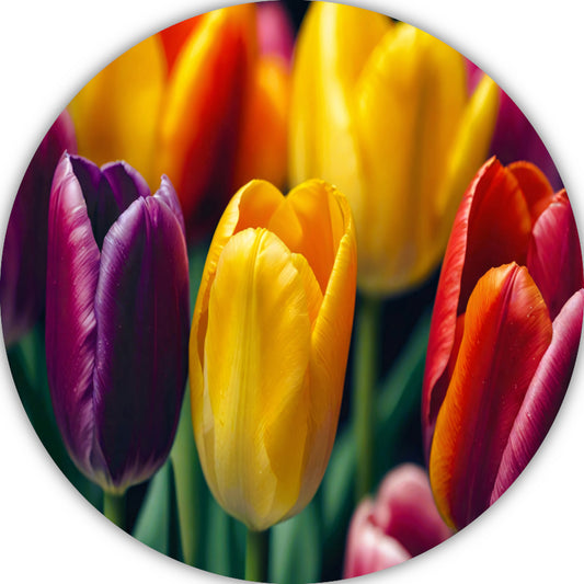 Vernieuwende Lente met Kleurrijke Tulpen aluminium muurcirkel