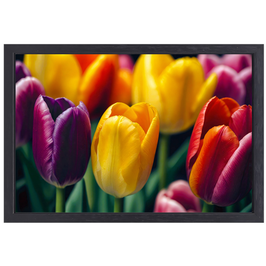 Vernieuwende Lente met Kleurrijke Tulpen canvas met baklijst