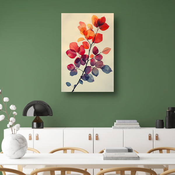 Aquarel Tak met Herfstbladeren canvas met baklijst