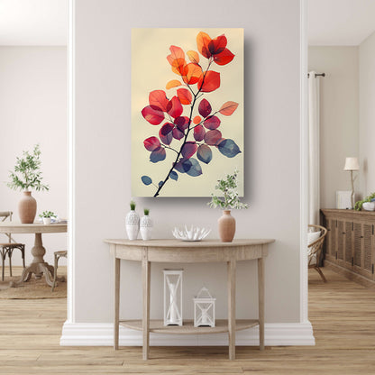 Aquarel Tak met Herfstbladeren canvas met baklijst