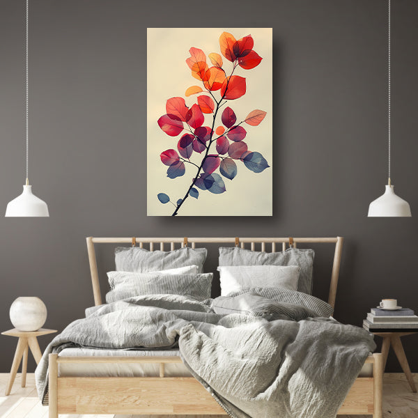 Aquarel Tak met Herfstbladeren canvas met baklijst