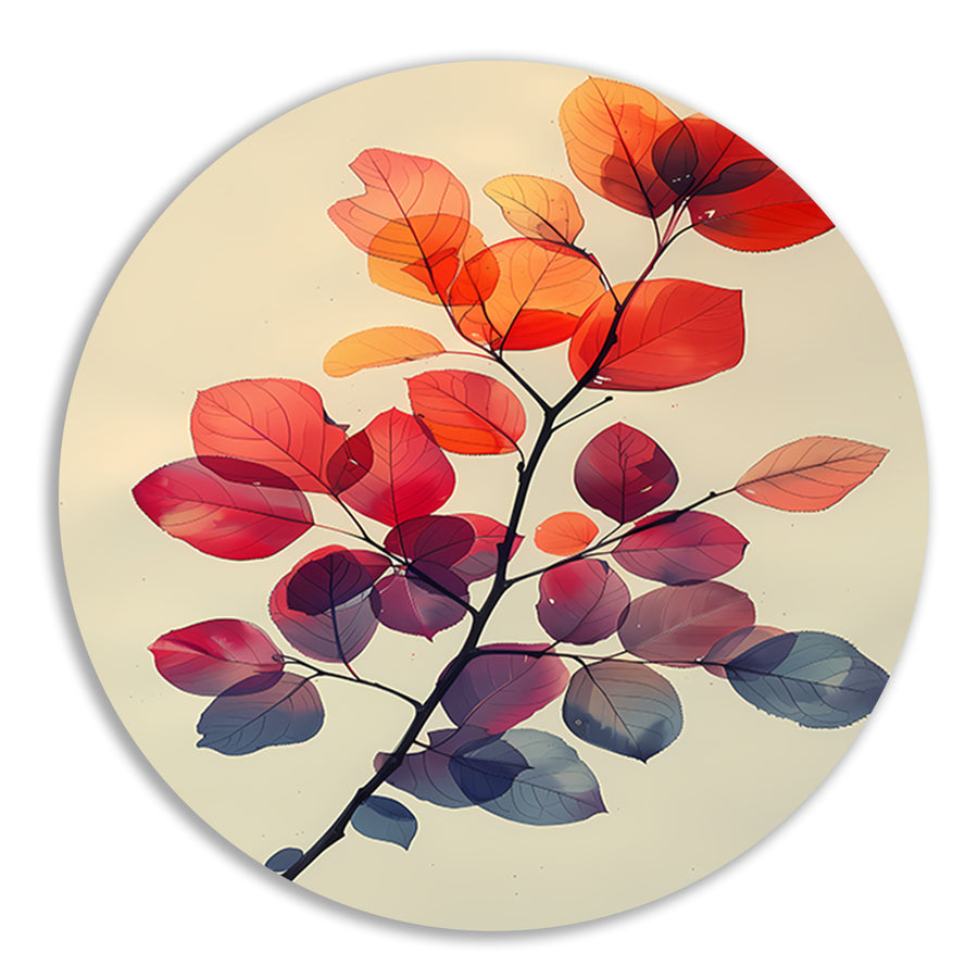 Aquarel Tak met Herfstbladeren aluminium muurcirkel