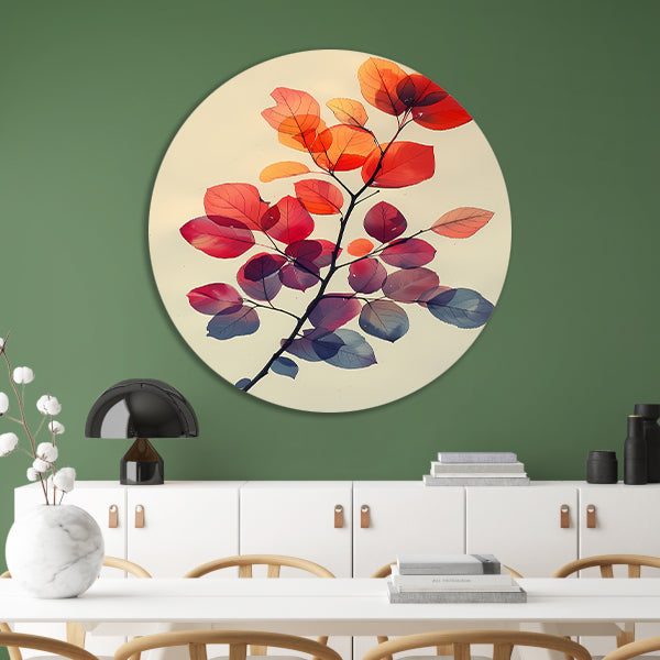 Aquarel Tak met Herfstbladeren forex muurcirkel