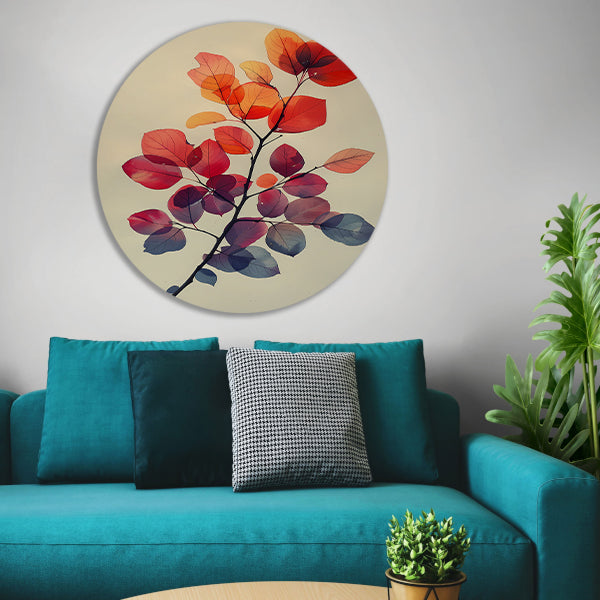 Aquarel Tak met Herfstbladeren forex muurcirkel