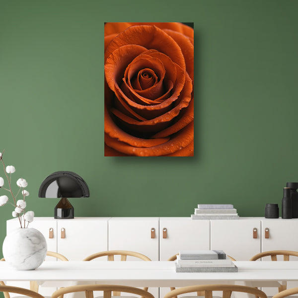 Oranje roos met dauwdruppels close-up canvas