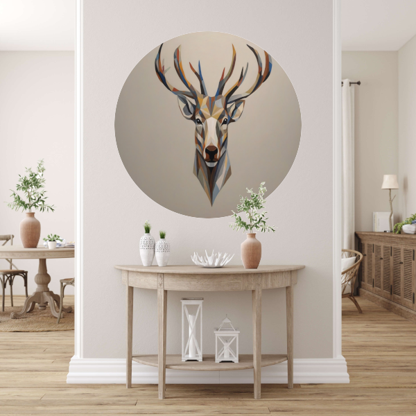Geometrisch Minimalistisch Portret van een Hert forex muurcirkel