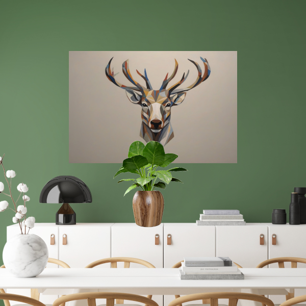 Geometrisch Minimalistisch Portret van een Hert canvas met baklijst
