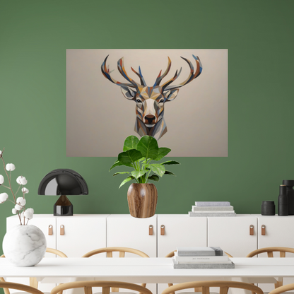 Geometrisch Minimalistisch Portret van een Hert canvas met baklijst