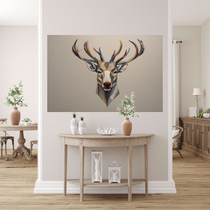 Geometrisch Minimalistisch Portret van een Hert canvas met baklijst