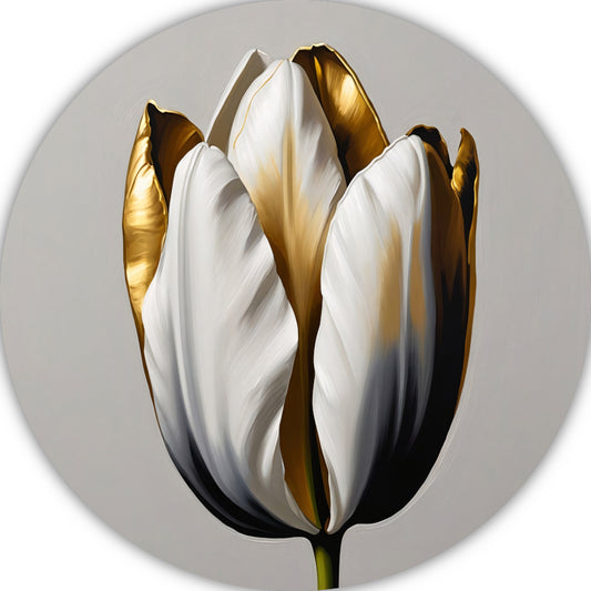 Gouden Accenten op Monochrome Tulp aluminium muurcirkel