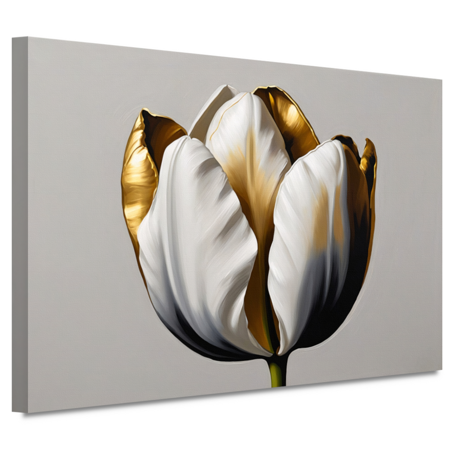 Gouden Accenten op Monochrome Tulp canvas
