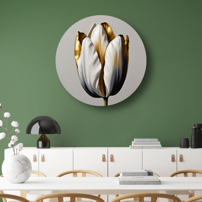 Gouden Accenten op Monochrome Tulp forex muurcirkel