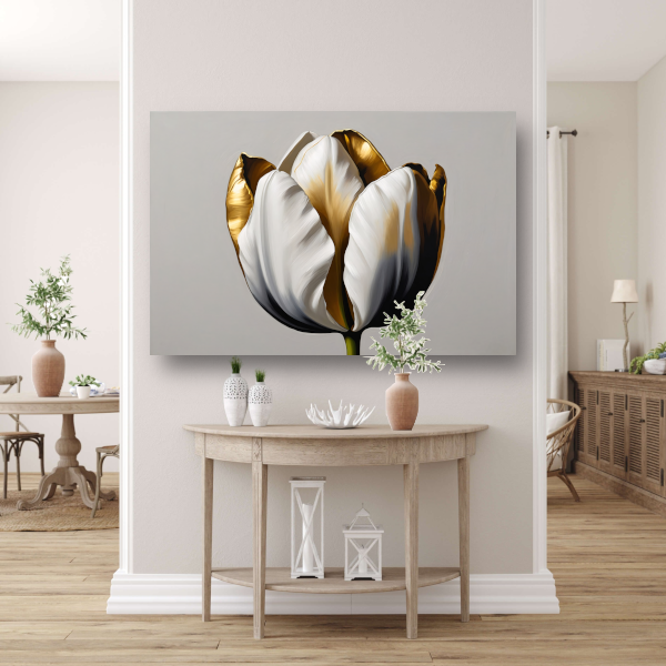 Gouden Accenten op Monochrome Tulp poster