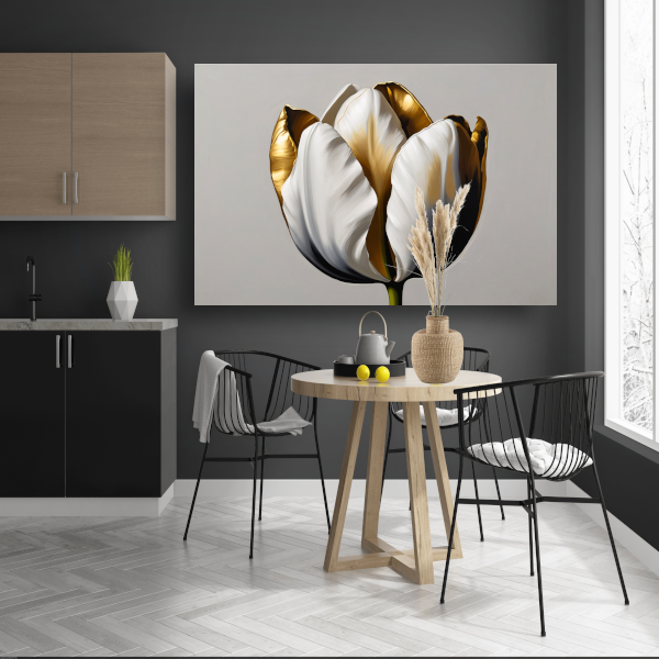 Gouden Accenten op Monochrome Tulp poster