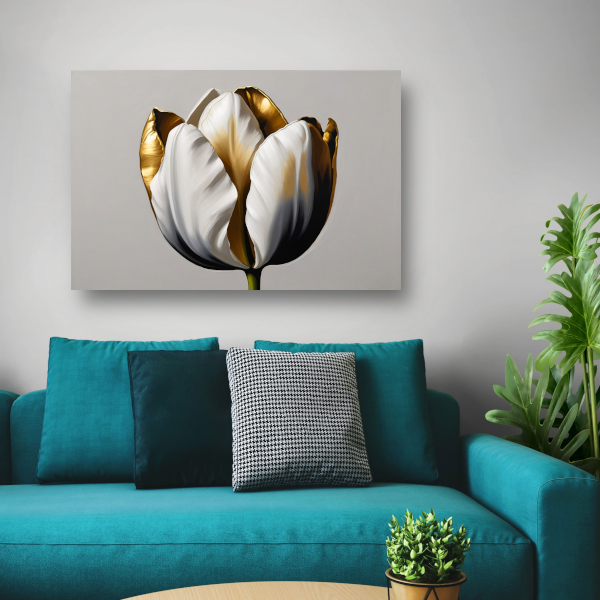 Gouden Accenten op Monochrome Tulp poster