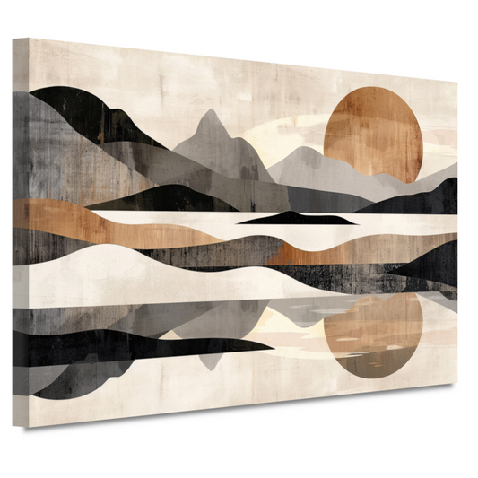 Rustgevende Abstracte Rivierlandschap in Monochroom canvas