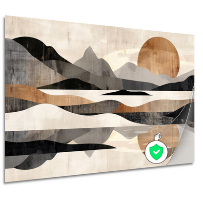 Rustgevende Abstracte Rivierlandschap in Monochroom poster