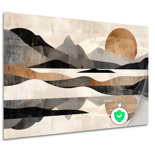 Rustgevende Abstracte Rivierlandschap in Monochroom poster