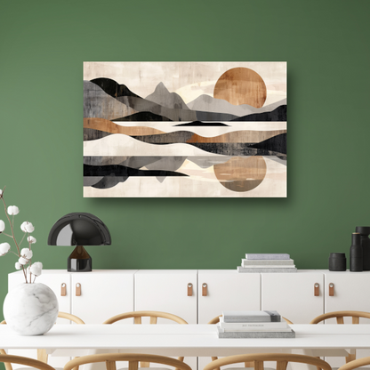 Rustgevende Abstracte Rivierlandschap in Monochroom canvas