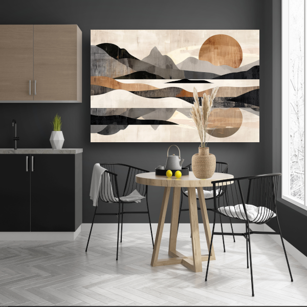 Rustgevende Abstracte Rivierlandschap in Monochroom canvas