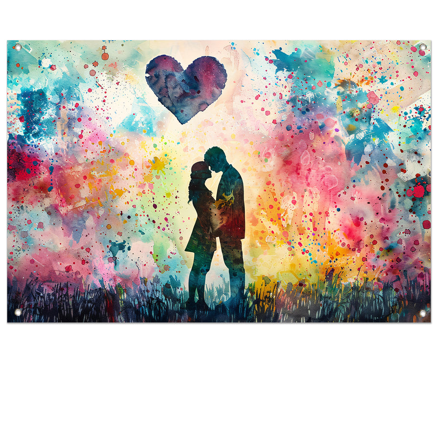 Liefde omhuld in abstracte kleuren tuinposter