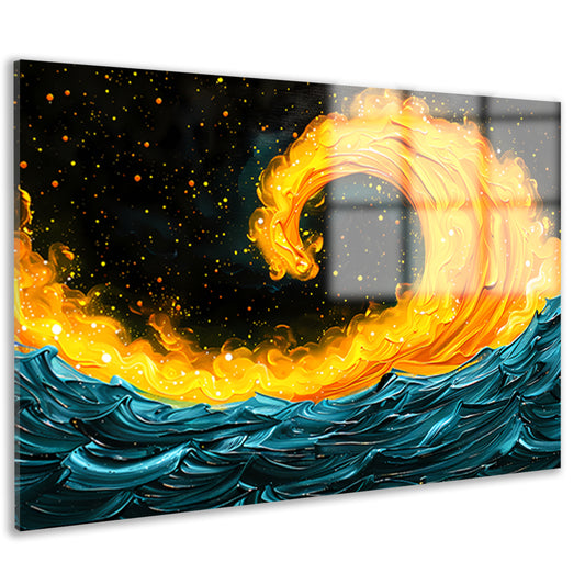 Abstracte schildering van vuur en water acrylglas