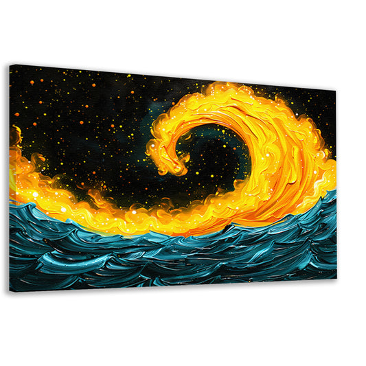 Abstracte schildering van vuur en water canvas