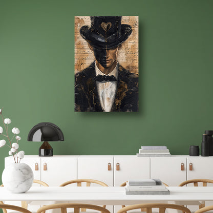 Mysterieuze man met gouden hart canvas