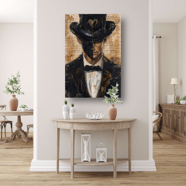 Mysterieuze man met gouden hart canvas