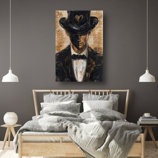 Mysterieuze man met gouden hart canvas