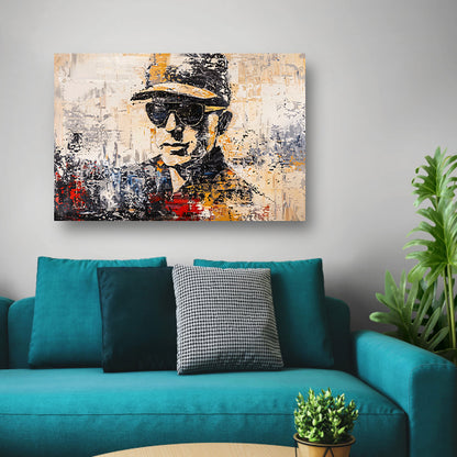 Abstract expressief portret met hoed en brilposter