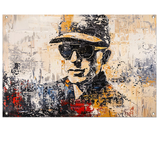Abstract expressief portret met hoed en bril tuinposter