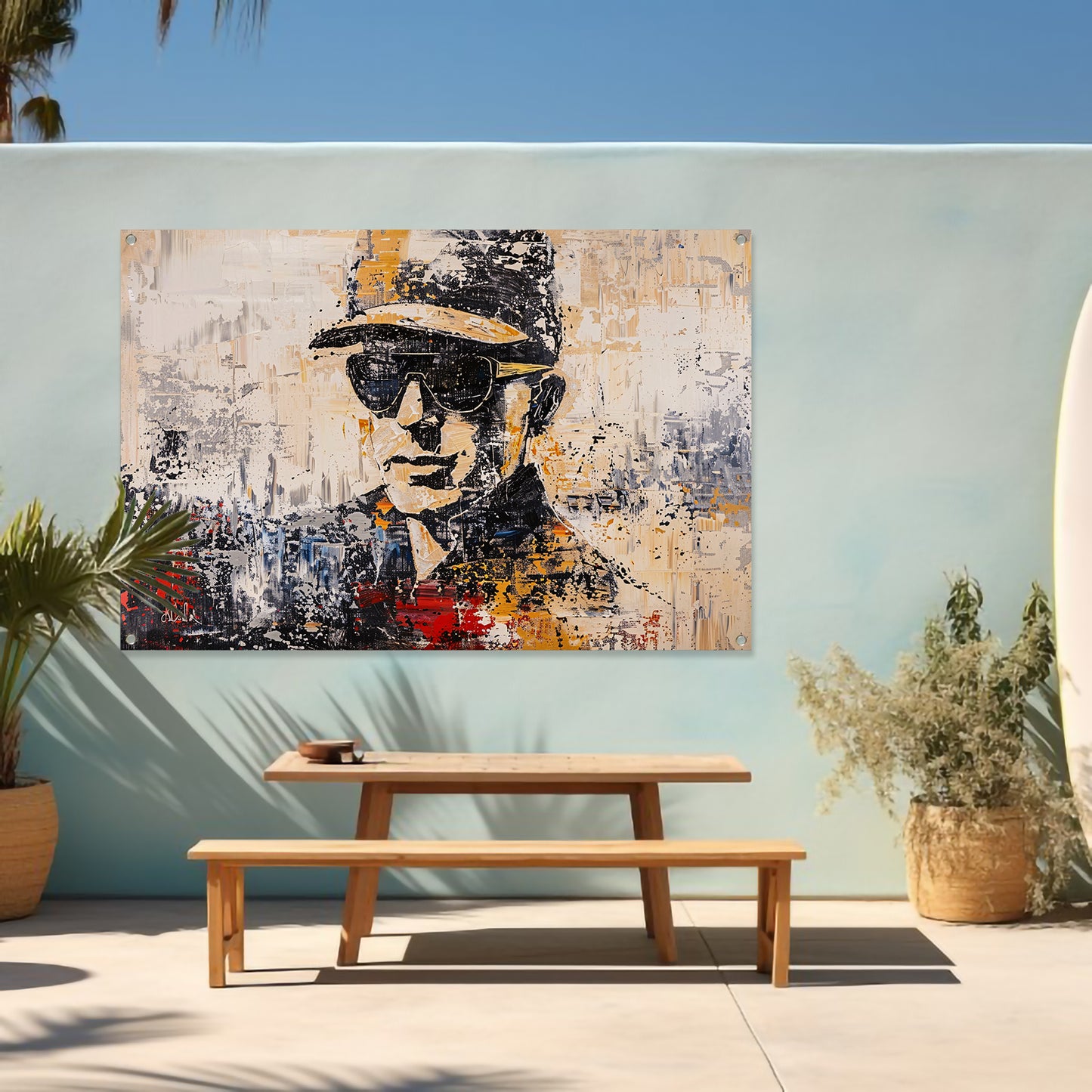 Abstract expressief portret met hoed en bril tuinposter