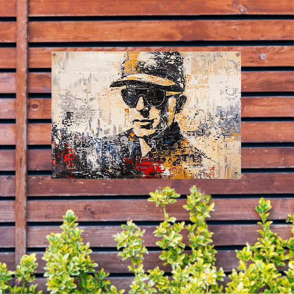Abstract expressief portret met hoed en bril tuinposter