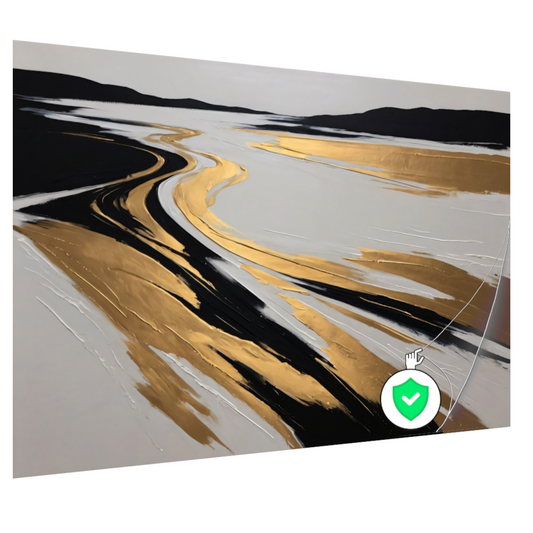 Golvende Horizon in Zwart, Wit en Goud poster