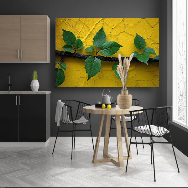 Minimalistisch tak op gele muur canvas