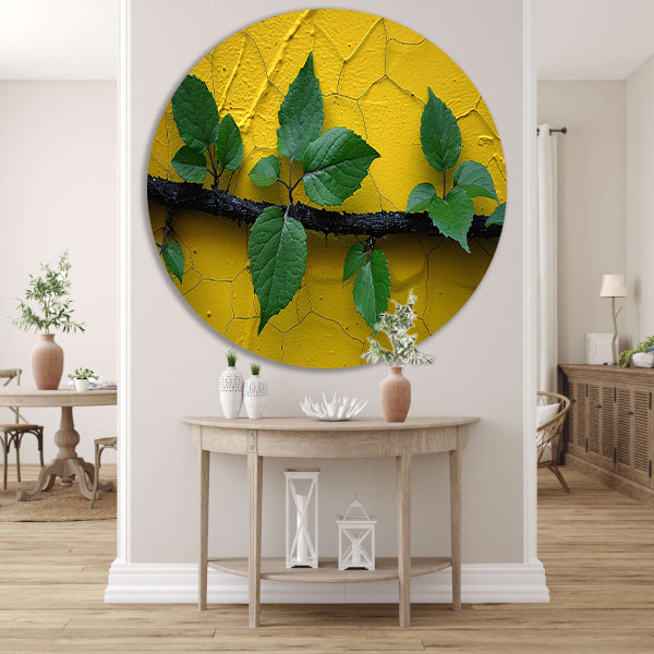 Minimalistisch tak op gele muur forex muurcirkel