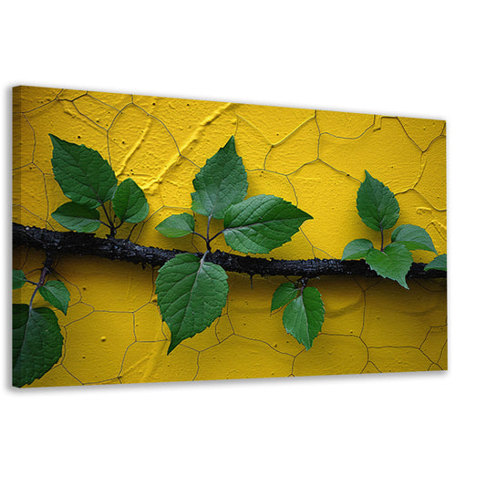 Minimalistisch tak op gele muur canvas