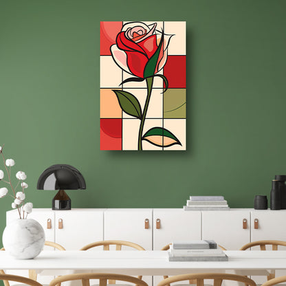 Kleurrijke abstracte roos kunstprint canvas