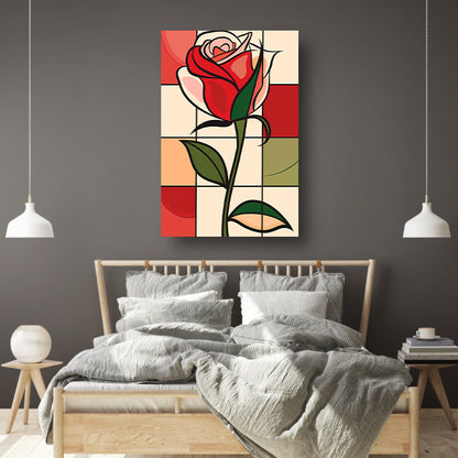 Kleurrijke abstracte roos kunstprint canvas