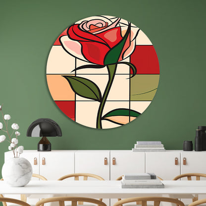 Kleurrijke abstracte roos kunstprint forex muurcirkel