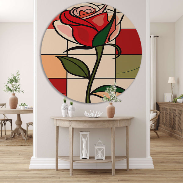 Kleurrijke abstracte roos kunstprint forex muurcirkel