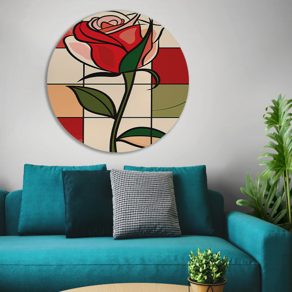 Kleurrijke abstracte roos kunstprint forex muurcirkel