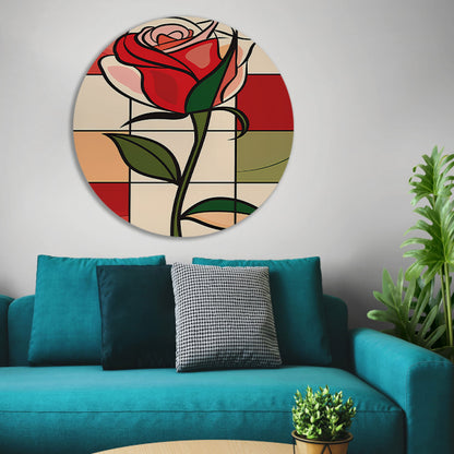 Kleurrijke abstracte roos kunstprint forex muurcirkel
