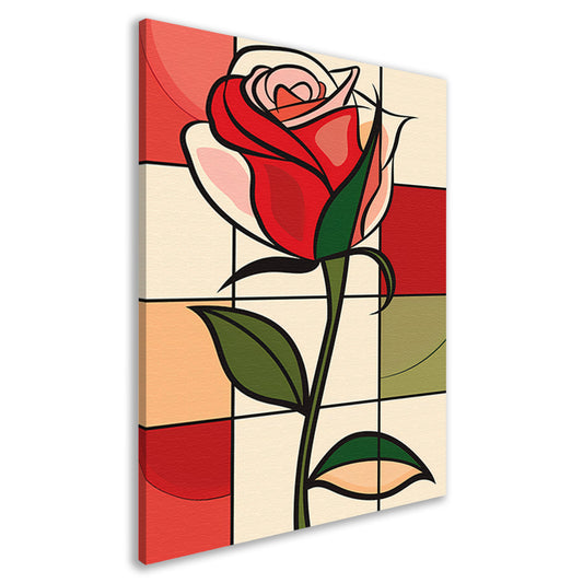 Kleurrijke abstracte roos kunstprint canvas