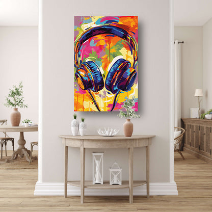 Kleurrijke Koptelefoon in Verfspatten canvas