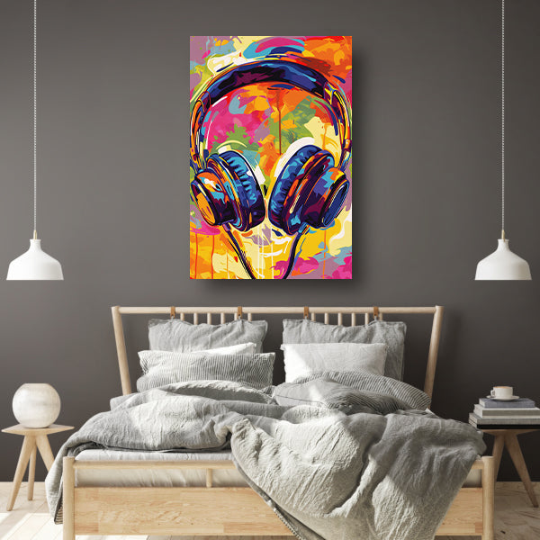 Kleurrijke Koptelefoon in Verfspatten canvas