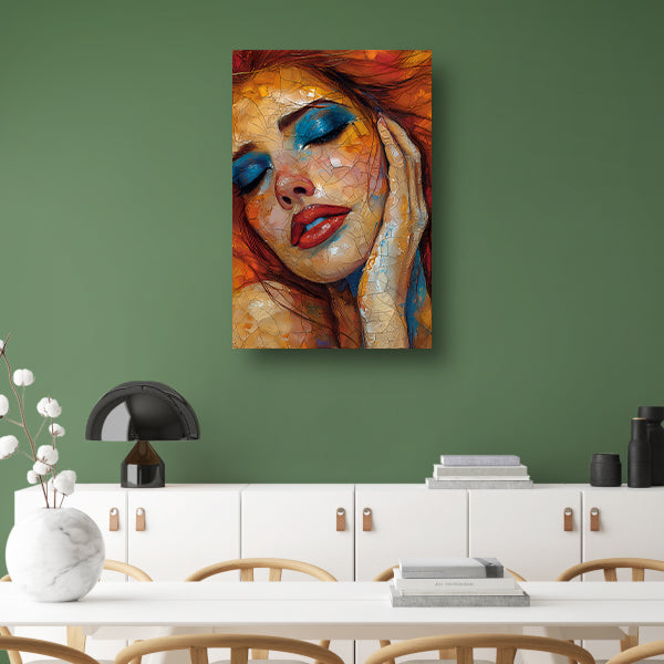 Kleurrijk Abstractie van een Vrouwelijk Gezicht canvas
