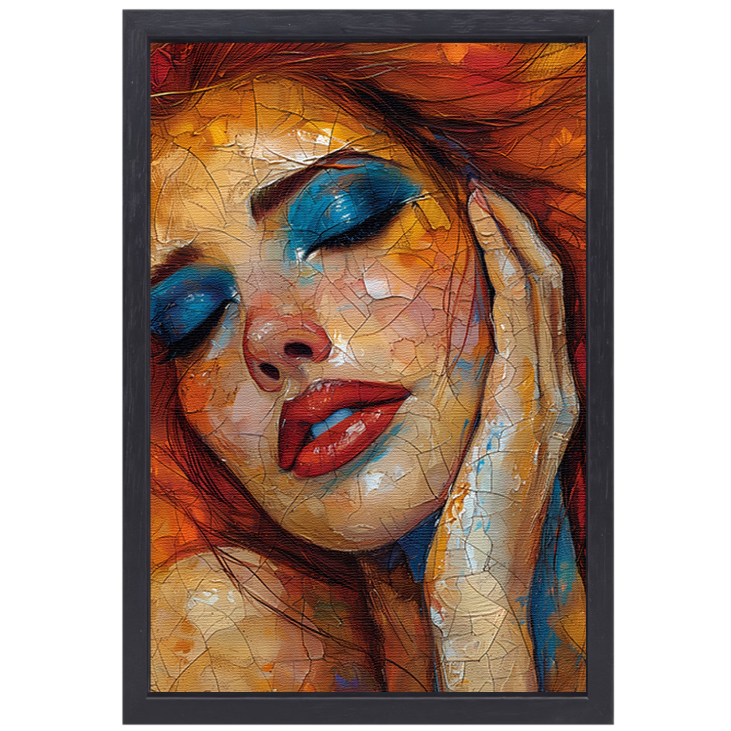 Kleurrijk Abstractie van een Vrouwelijk Gezicht canvas met baklijst