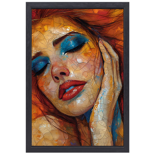 Kleurrijk Abstractie van een Vrouwelijk Gezicht canvas met baklijst